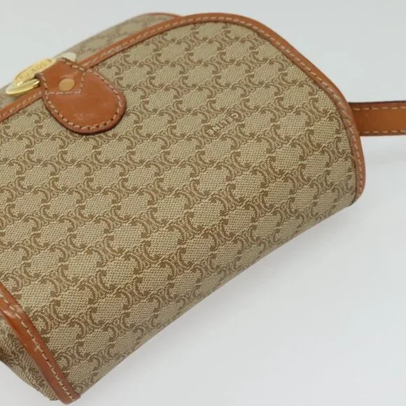 Authentic CELINE Macadam Canvas Shoulder Bag PVC Beige Gold - Picture 12 of 16